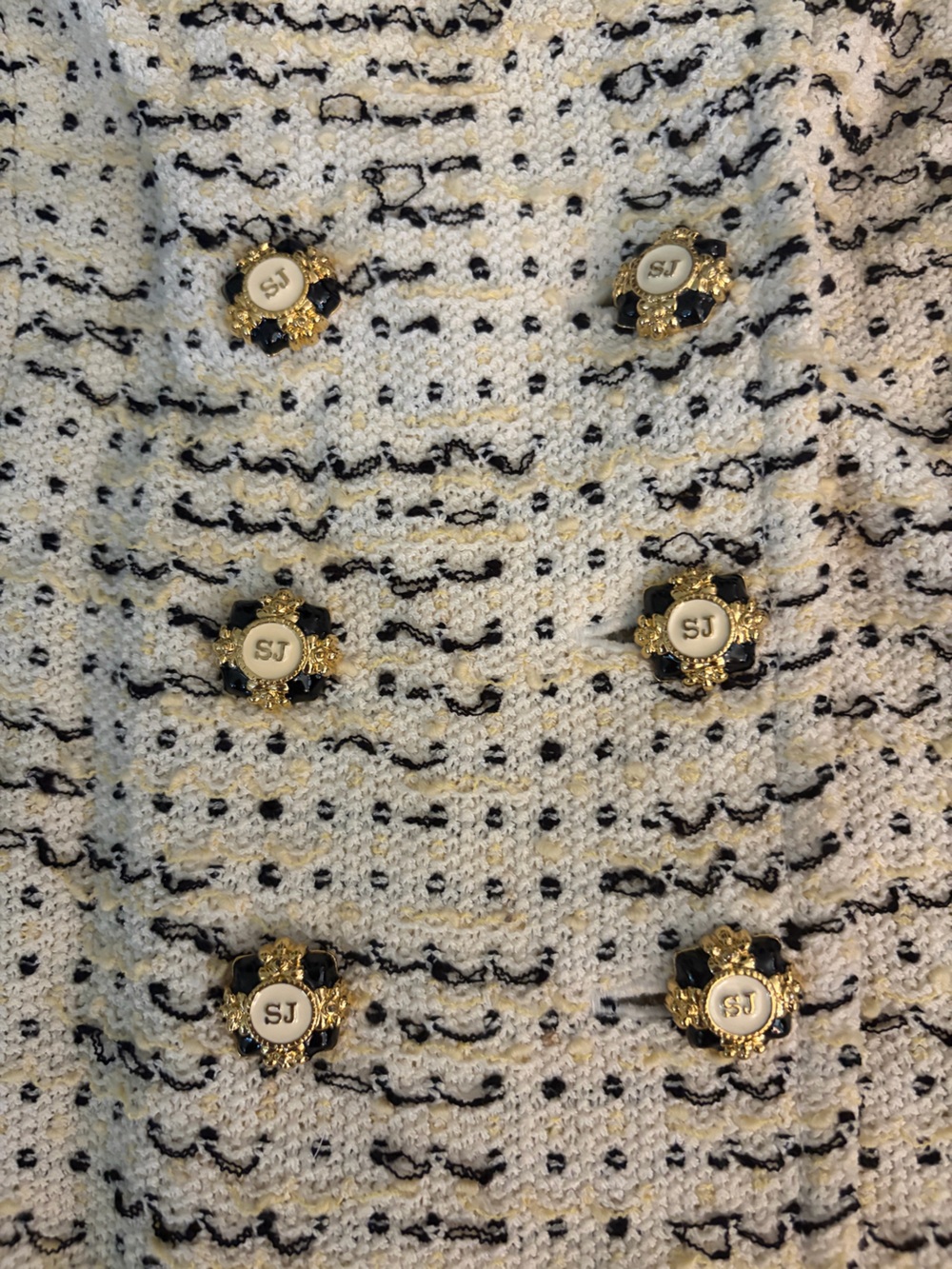 St. John Cream Tweed Skirt Set with Navy Accents - Picture 3 of 4